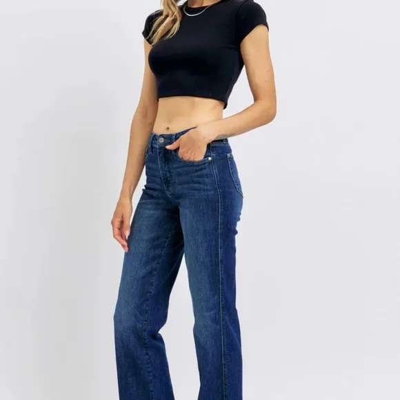 Judy Blue Dark Blue Straight Leg Jeans - Picture 3 of 10
